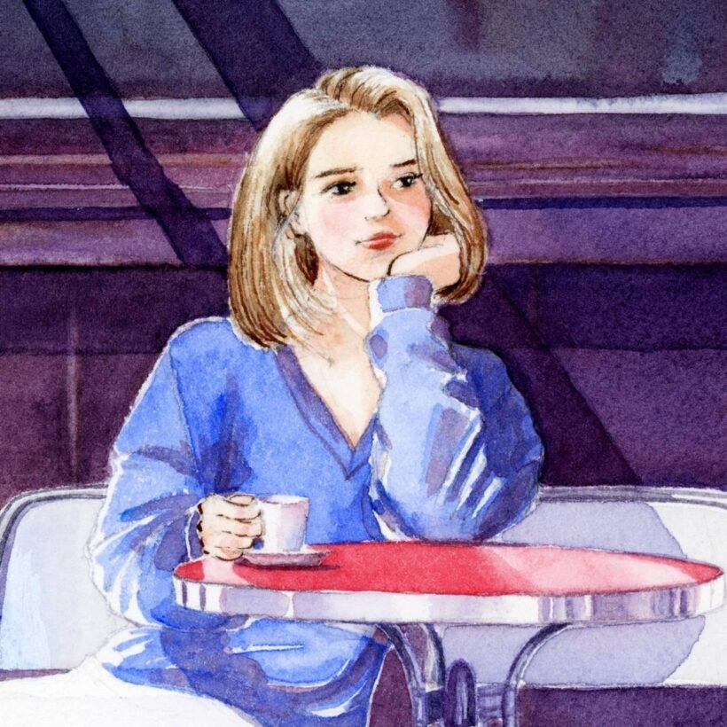 La Parisienne - Watercolour Illustration - Tiny Pochi - closeup