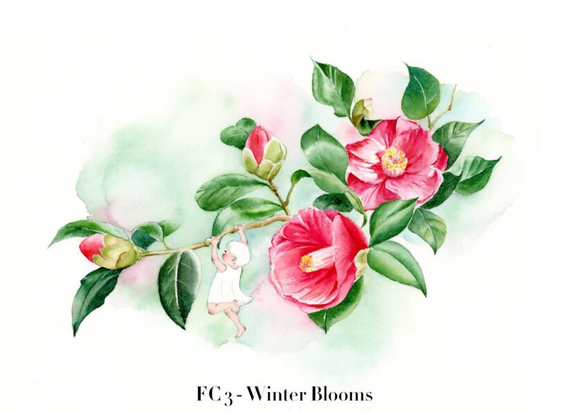 Flowerchild - 3 - Winter Blooms - Watercolour Illustration - Tiny Pochi