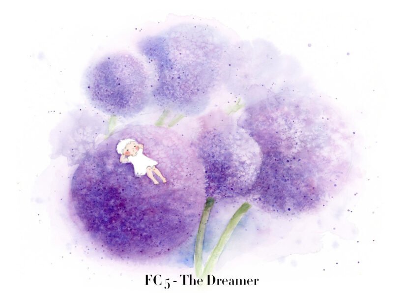 Flowerchild - 5 - The Dreamer - Watercolour Illustration - Tiny Pochi