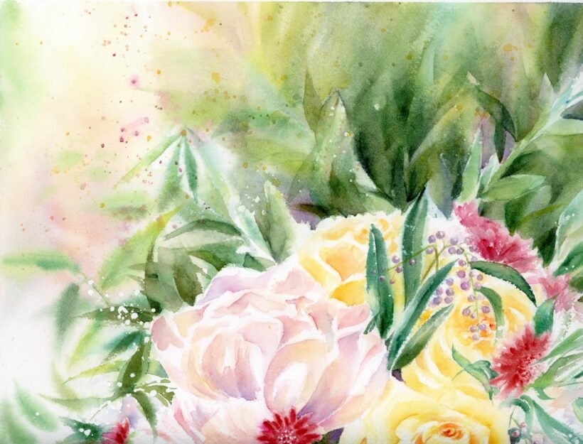 Garden scent - closeup 1 - Watercolour Painting - Tiny Pochi