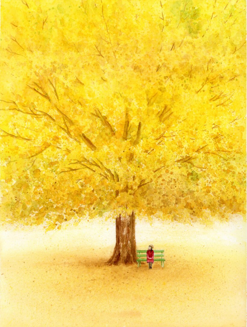 Golden Fall - Watercolour Painting - Tiny Pochi