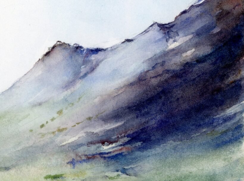 Misty Valley - Watercolor Painting - Tiny Pochi - cropped 2 - 1080